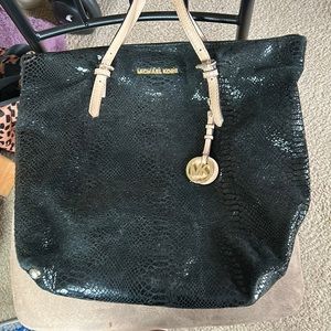 Michael Kors black snake print tote